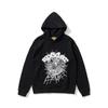Sp5der 555555 Hoodie Sweatpants Set Rhinestone Spider Web Letter Print Casual Streetwear Youth