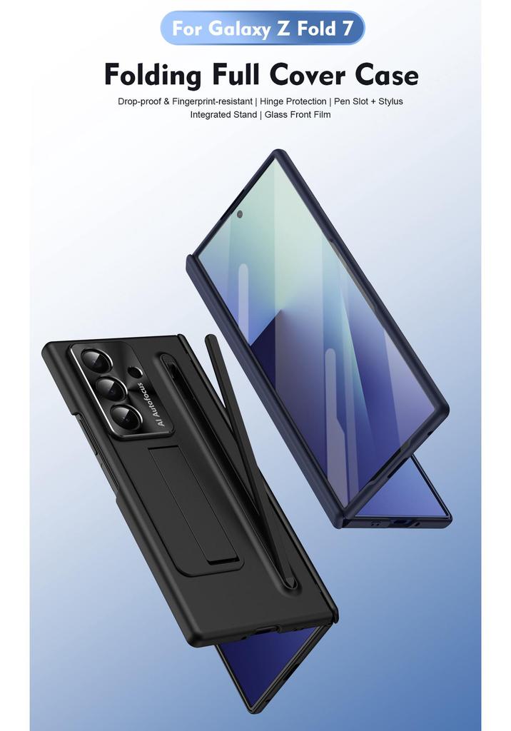 Samsung Galaxy Z Fold 7 Phone Case with Stylus Slot and Hinge Bracket