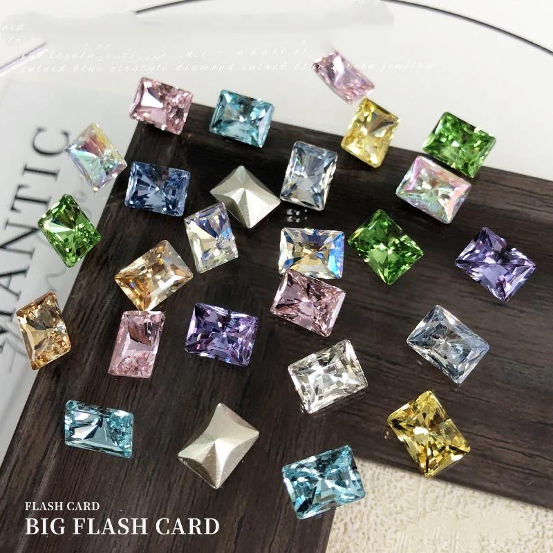 5 Peças 6X8Mm Cores Sortidas Corte Retangular Zircônia Cúbica Com Acabamento Brilhante Perfeito Para Arte de Unhas DIY Joias Artesanato Design