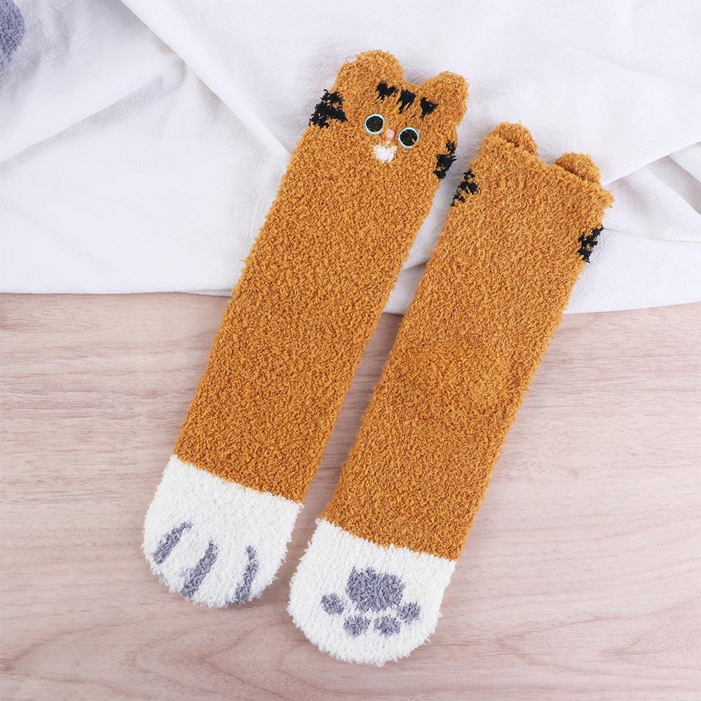 Dicke Mädchen Weiche Warme Winter Boden Socken Katzenpfote Schlafsocken Korallensamt Socken