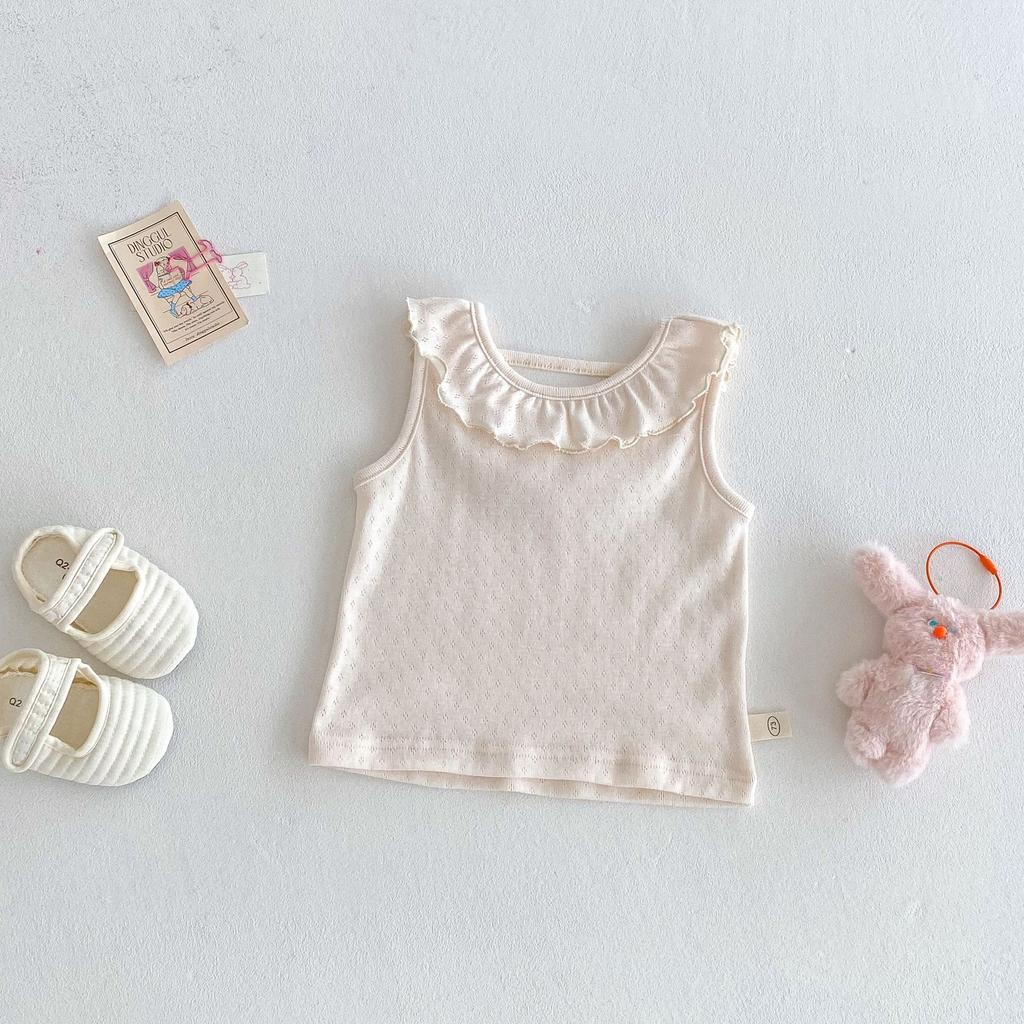 Baby Girls Sleeveless T Shirt Doll Collar Summer Breathable Casual Top for Kids