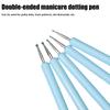 5Pcs 2 Way Nail Art Acrylic Silicone Point Flower Nail Pen Stainless Steel Dotting Tools Marbleizing Painting Pens