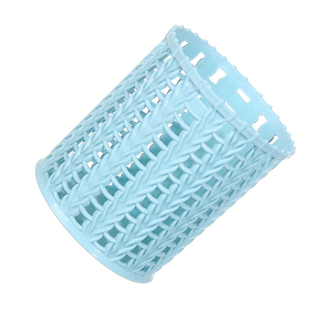 Stifthalter mit Hohlmuster, große Kapazität, Rattan-Stil, Schreibtisch-Aufbewahrungsbox für Studenten, blau