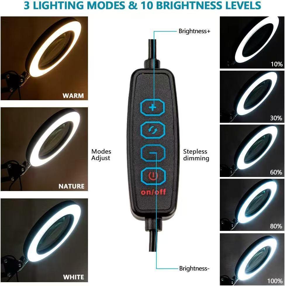 Foldable LED Desk Lamp with Magnifier for Makeup, Manicure, and Eyelash Extension