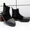 Chelsea Boots Men'S Boots Leather High-Top Rivet Boots Top Layer Cowhide Autumn And Winter Punk Boots Frosted Leather Boots Men
