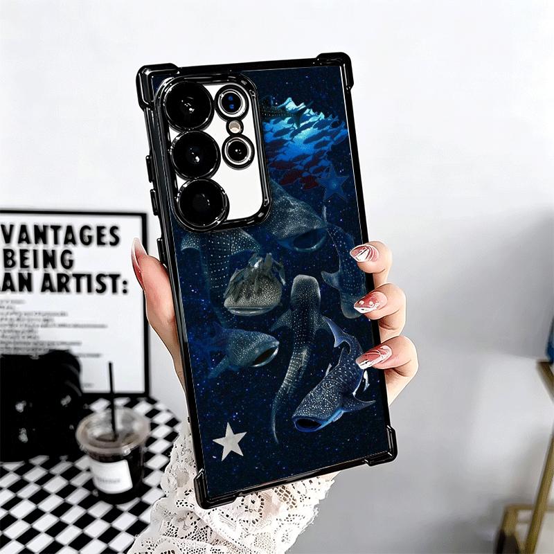 Ocean Whale Shark Soft Phone Case For Samsung Galaxy S26 Ultra S25 Edge S24 FE S23 Plus S22 S21 + S20 Plating Anti-Fall Fundas
