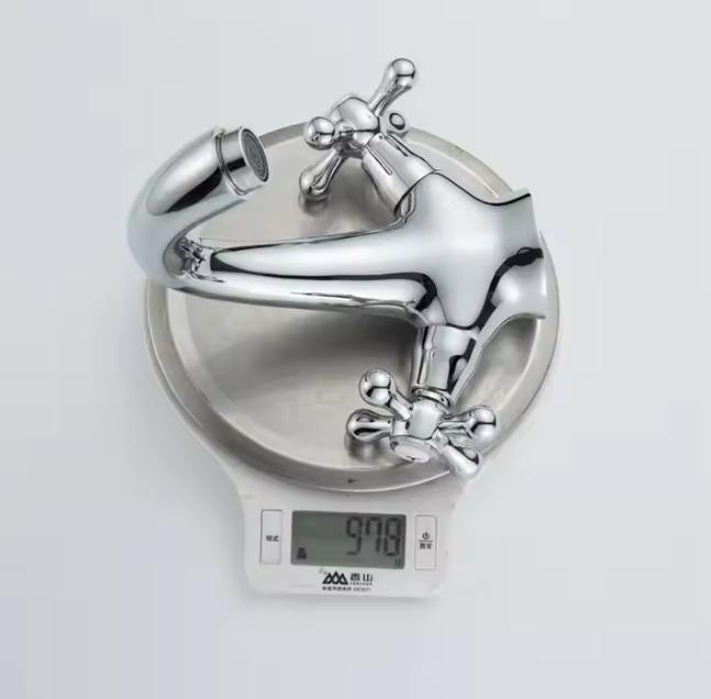 Einloch-Badezimmerarmatur - Moderner Stil - Heiß- und Kaltwasser-Waschtischarmatur - Messing-Doppelgriff-Design