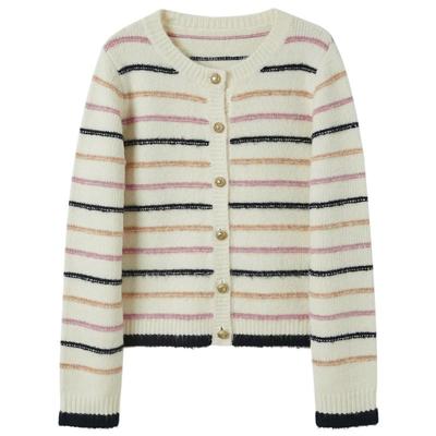 SanCai Women's Striped Retro Knit Cardigan