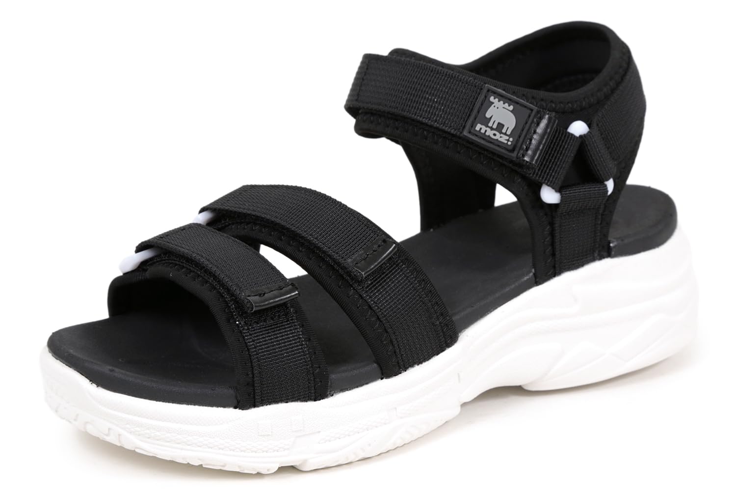 Sport Sneaker Double Size LL [MOZ] Sandals, Sole, Strap, Outdoor, Women s, Black/White,