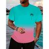 Camiseta de manga corta informal de verano para hombre, para uso diario, estilo hawaiano, para exteriores, playa, cuello redondo, con estampado 3D