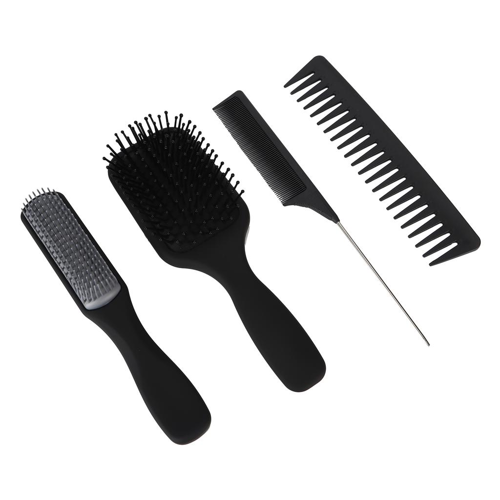 Hair Brush Comb Set Detangling Hair Brush Tail Comb Wide Tooth Comb Styling Tool Kit Black