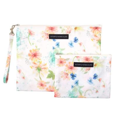 Mesh Flat Pouch Set, Pastel Floral, Stylish and Cute, Women's, W1900600