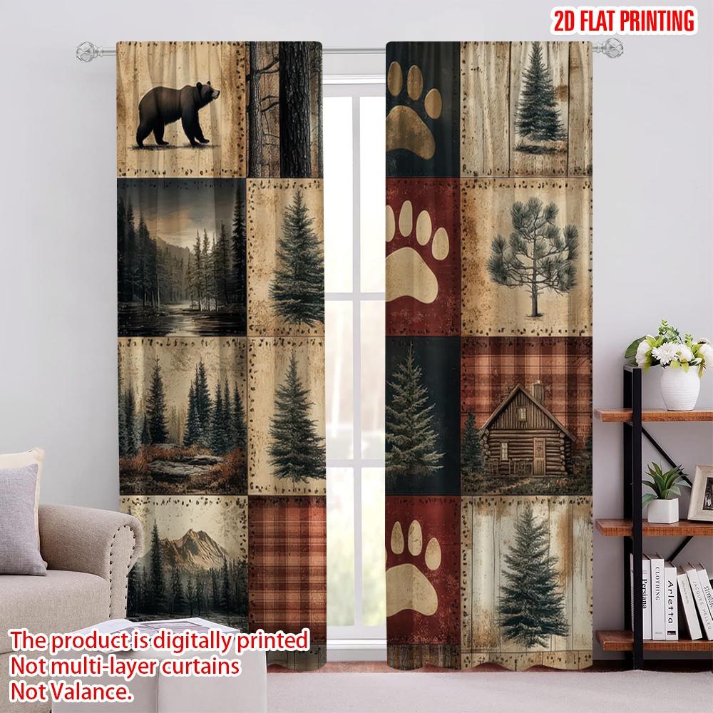 

2pcs Curtain Bear Moose Duck Cabin Versatile Polyester,Without Electricity Family Party Applies to Indoor Use 52.50 × 116.00 cm 2 pcs