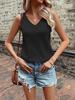 2024 Summer Sexy Backless V-Neck Waffle Knit Tank Top - Women's Casual Sportswear