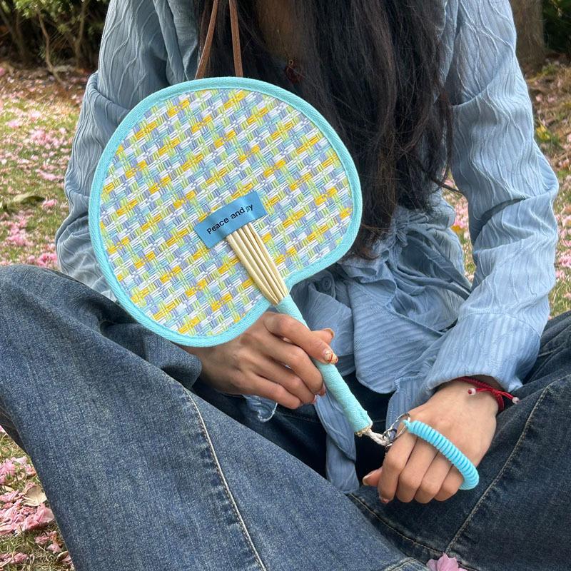 

Красочный веер из пальмовых листьев ручной работы, веер из соломы и бамбука в китайском стиле, летний веер-охладитель от комаров, подвеска для домашнего декора