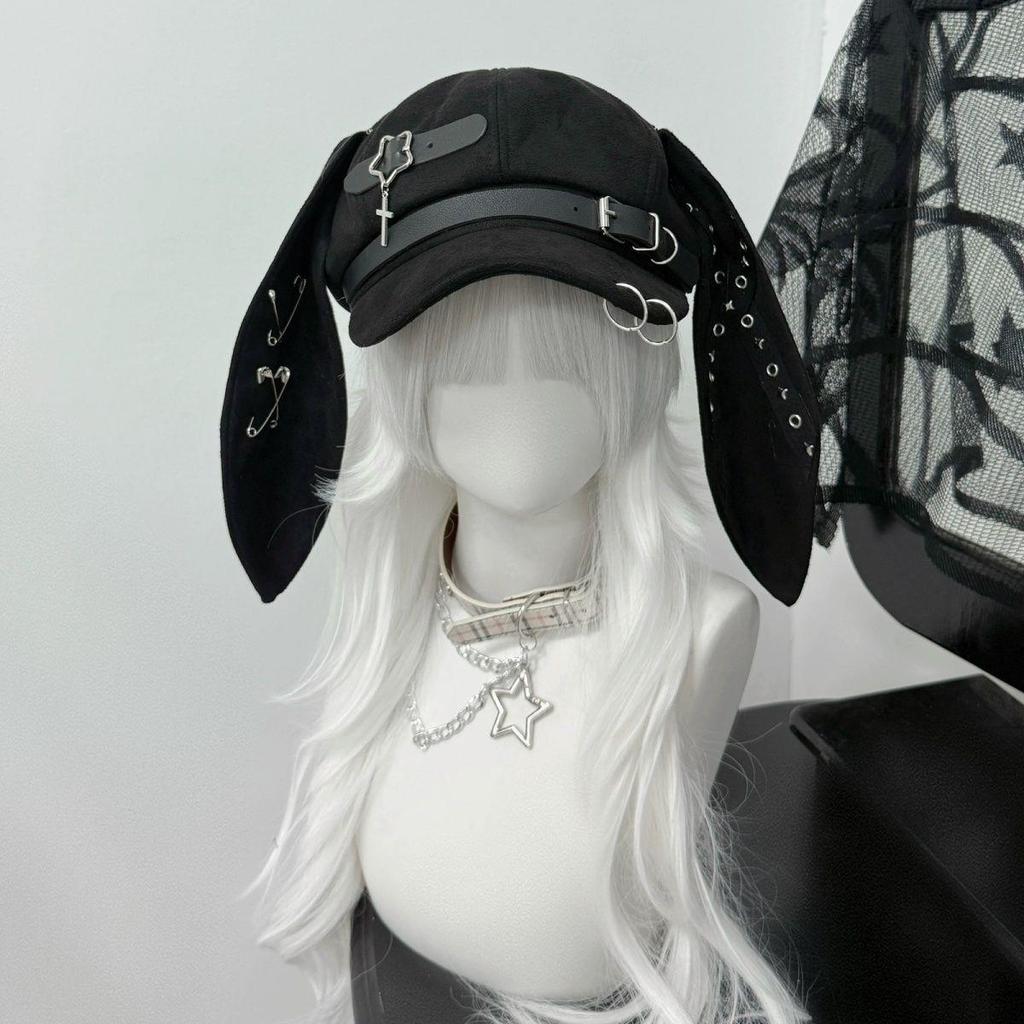 Punk Beret For Women, Subcultural Hat, Rabbit Ears, Detachable, Face-Enhancing Little Homebody