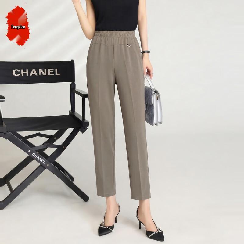 Women s Versatile Solid Color Straight-Leg Cropped Pants 4XL