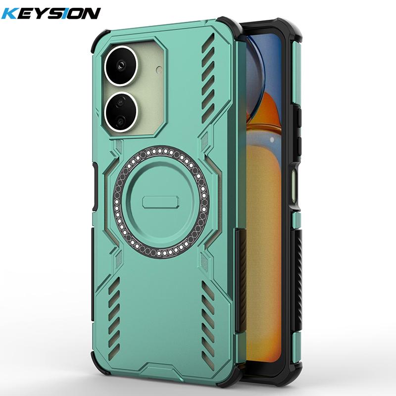 KEYSION Hollow Heat Dissipation Case for Redmi 13C 4G 5G Silicone+PC Magnetic Cooling Shockproof Phone Cover for Xiaomi POCO C65