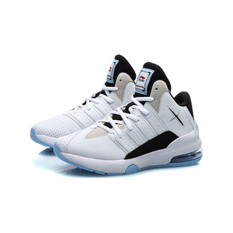 Li Ning Kids Comfortable Casual Non-Slip Shock Absorbing Wear-Resistant Mid-Top Running Shoes Kids Running Shoes White Blue Black YKCP292-7