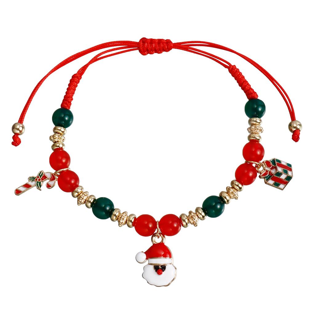 European and American Christmas Ornaments, Hand-woven Beaded Bracelet Sets, Snowman Elk Bells, Chinese Red Jewelry Gifts