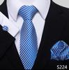 Men's 8cm Solid & Polka Dot Plaid Tie Set with Cufflinks & Pocket Square