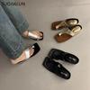 Fashion SUOJIALUN 2024 Summer New Brand Women Slipper Fashion Gold Ladies Elegant Slides Square Low Heel Dress Casual Flip Flops Shoes