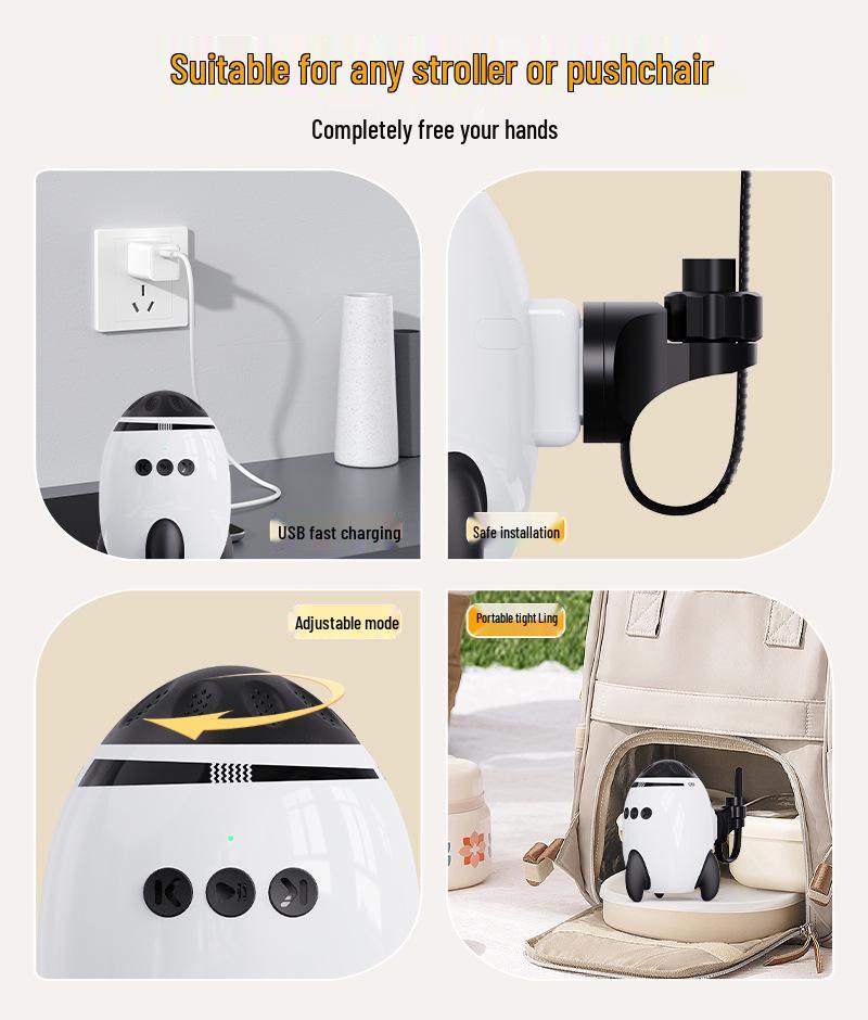Dondolo Elettrico Portatile per Passeggino con Dispositivo Wireless per Rumore Bianco Rilassante
