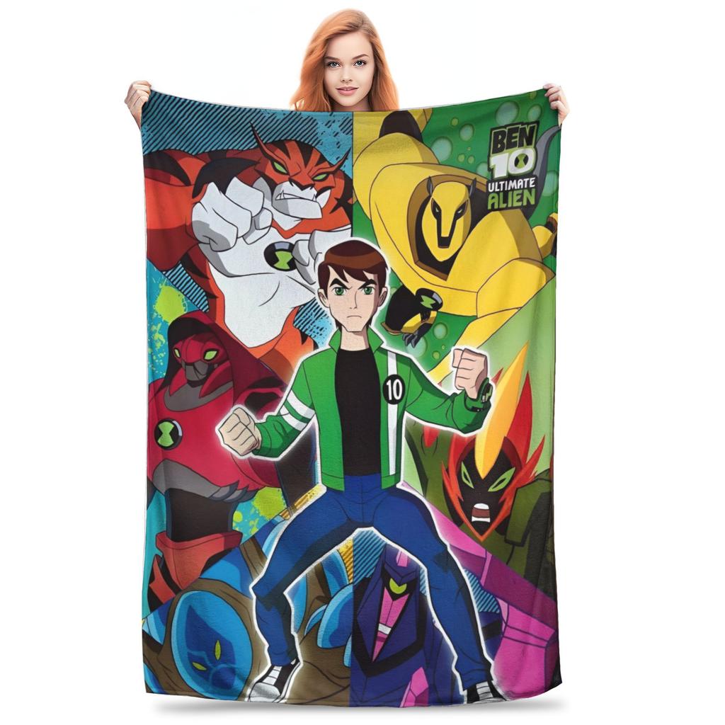 Ben 10 Obcy Ben Tennyson Omnitrix Gra Koc Miękki Ciepły Koc Kładziony Flanelowy Dekoracja na Lato Klimatyzację Pościel
