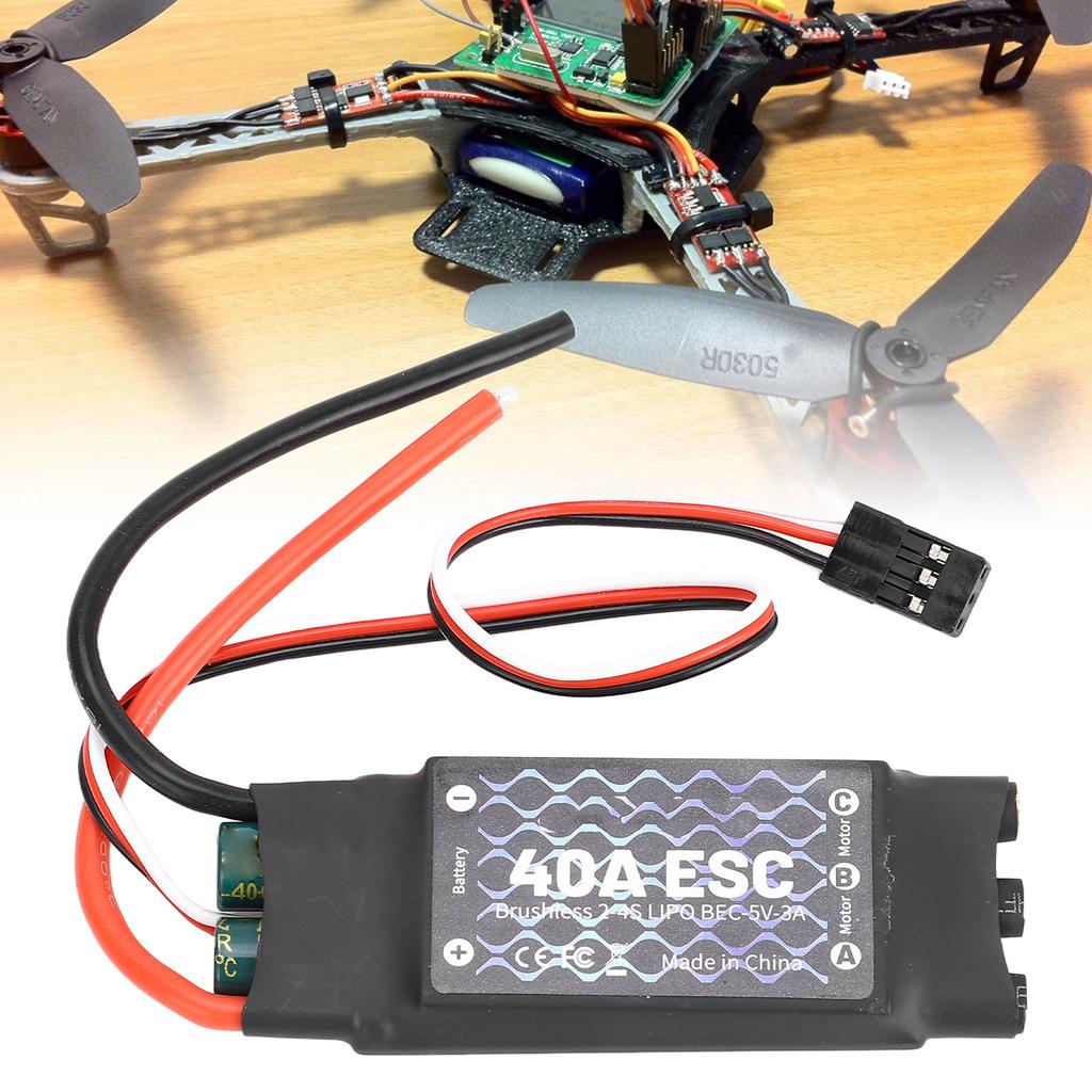 Brushless ESC 40A Black Brushless ESC for RC Fixed Wing Aircraft Short Cable Version Without Plug