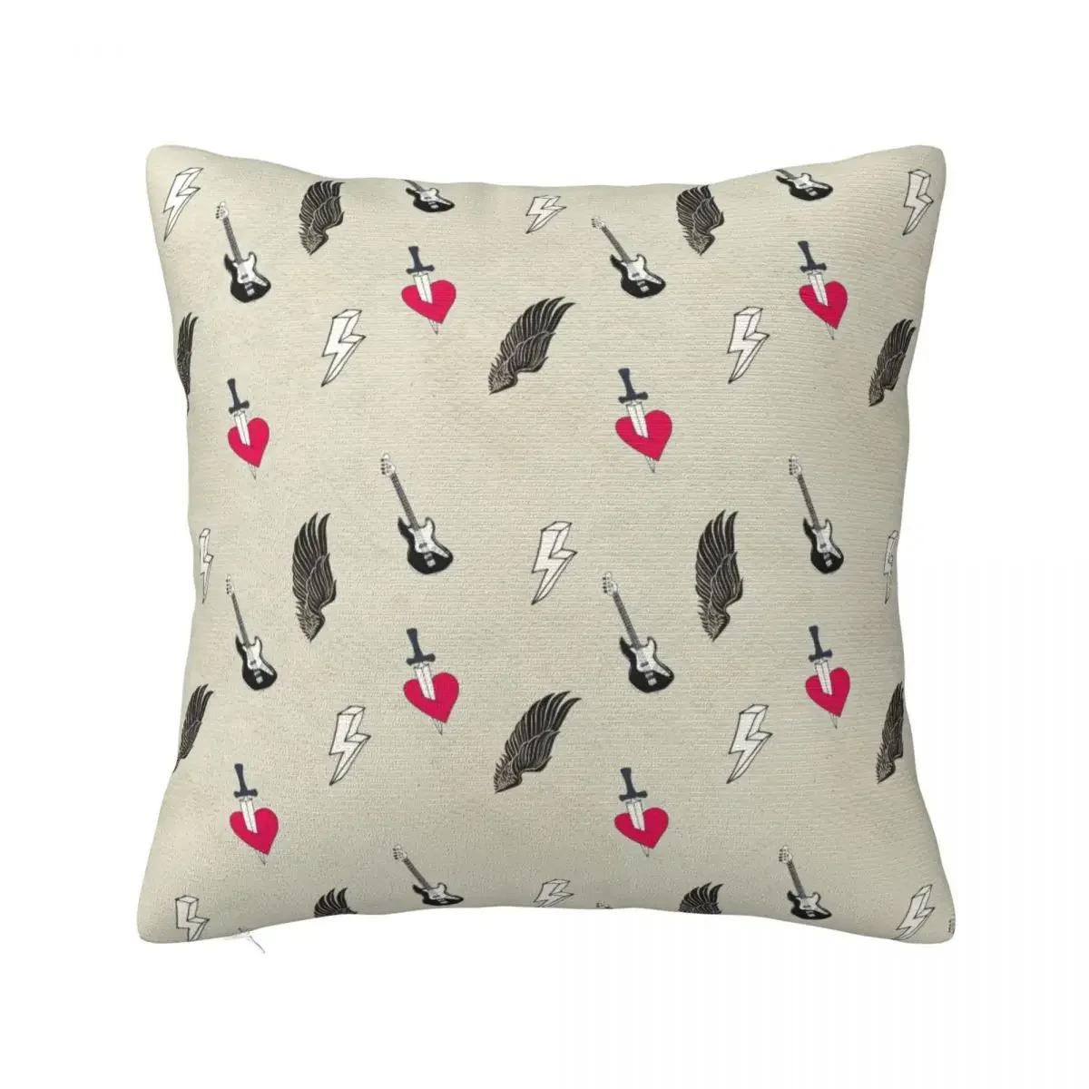 

Skull Rock Music Grunge Pattern Pillowcase Polyester Cushion Cover Decorative Pillow Case Cover Home Square 66x66cm бежевый