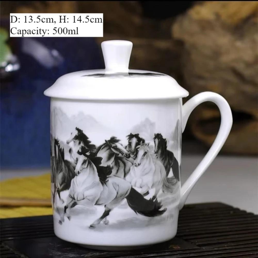 Jingdezhen Blue and White Porcelain Mug Chinese Dragon Ceramic Cup Office Meeting Water Cup Bone China Green Tea Coffee Mug