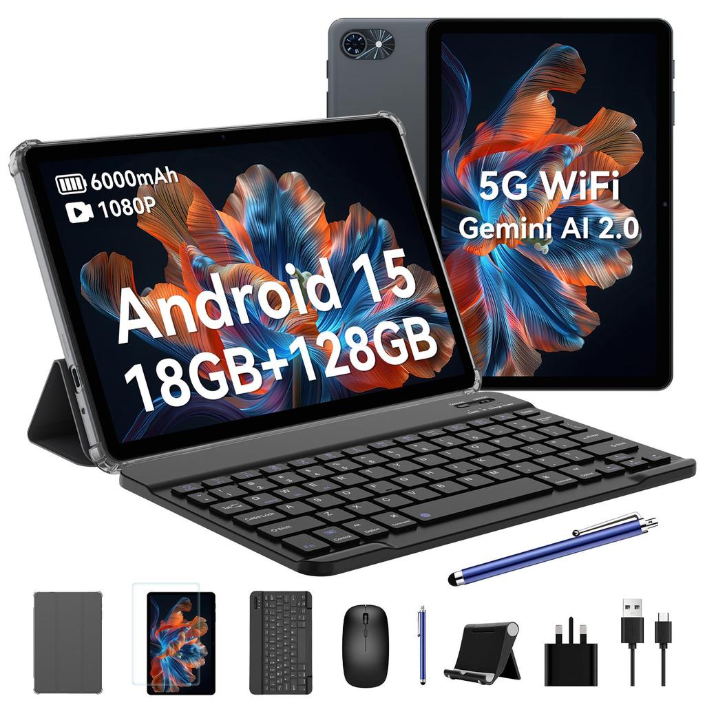 TABWEE T80 Set Android 15 6GB RAM 128GB ROM Tablet 10.1 Palců 1280x 800 FHD Displej Osmijádrový UMS312(T310) PC Tablet