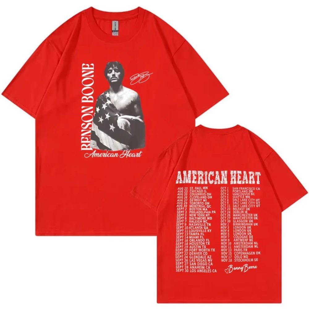 Rapper Benson Boone America Heart Tour Tshirts Oversized Y2k Men Harajuku Shortsleeved Vintage Tshirts Female Male Clothing