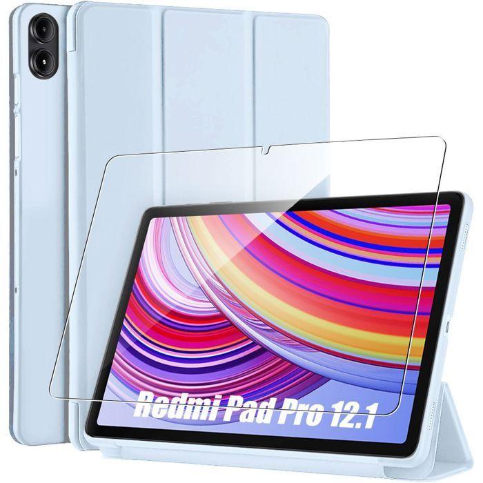 Coque de Protection - E.F.Connection - Xiaomi Redmi Pad Pro 12,1" - Support Pliable - Verre Trempé - Bleu
