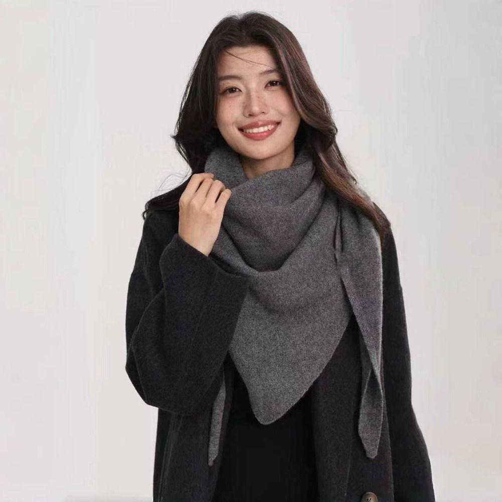 Solid Color Triangle Shawl Striped Cross Scarves Retro Large Wraps Clothing Accessories