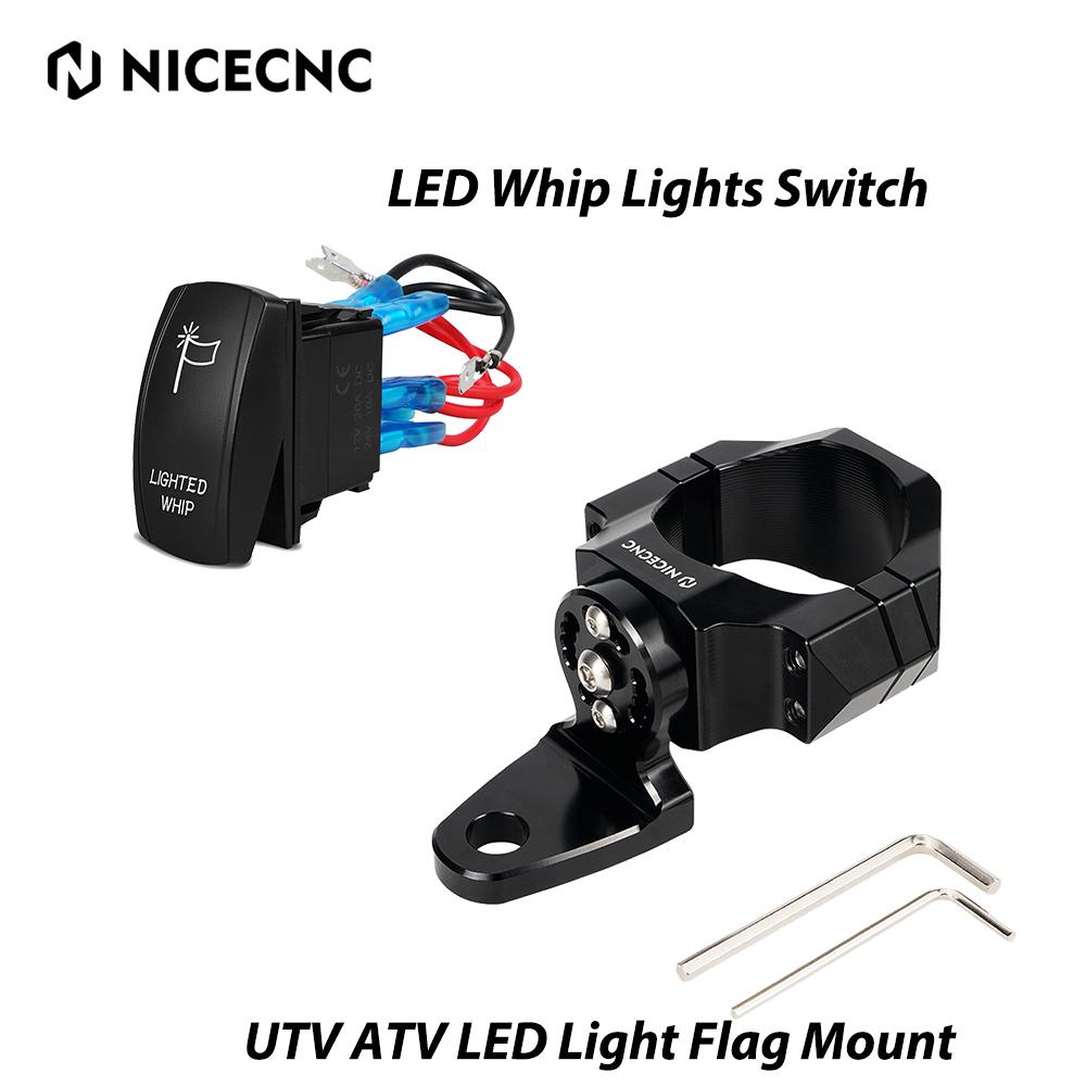 NiceCNC UTV ATV 1.75"-2" LED Light Flag Mount Bracket for Polaris RZR 1000 Can-Am Maverick X3 Yamaha Wolverine Universal Parts