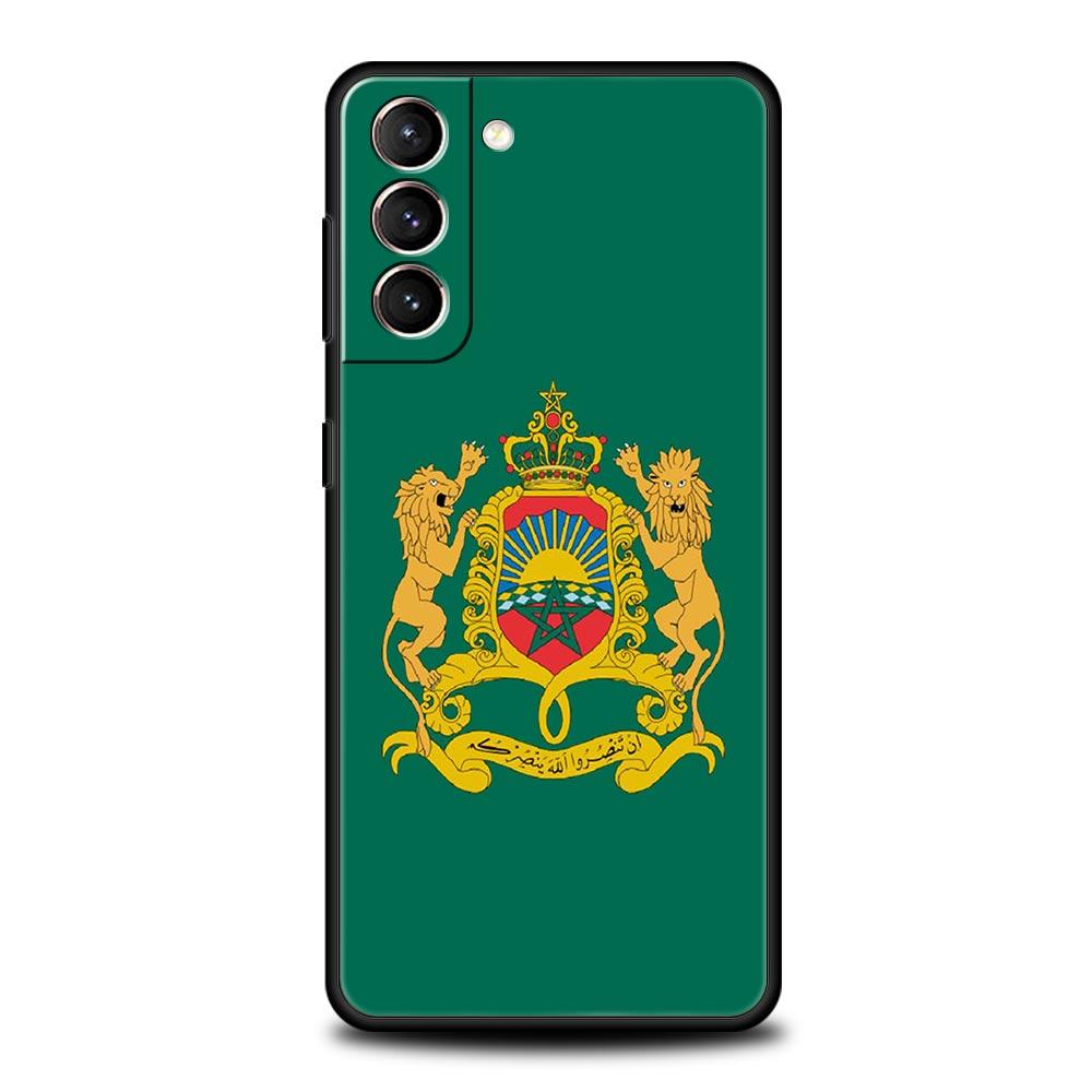 Morocco Flag Passport Phone Case For Samsung Galaxy S24 S23 S22 S20 Ultra S21 FE 5G S10 S9 Plus S10E S8 Note 20 Soft Black Cover