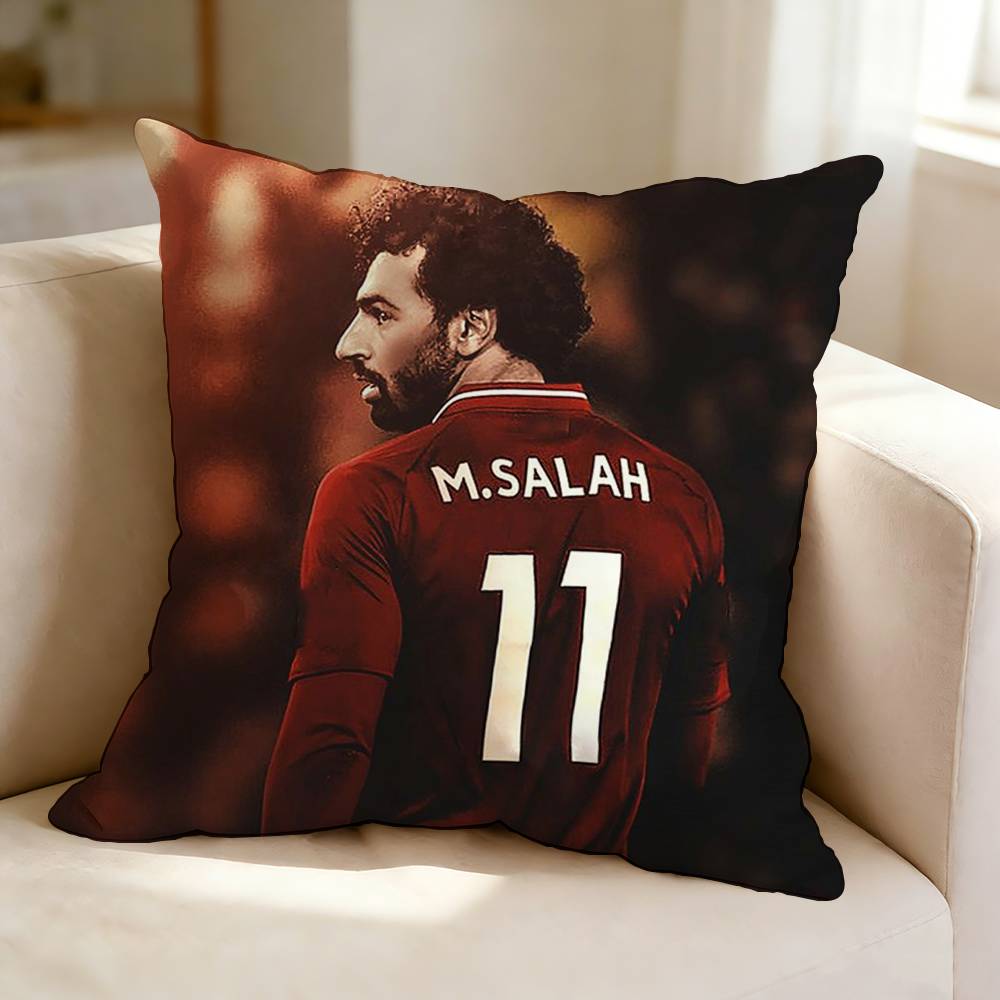 Football player MMohamed Salah Square DoubleSided printed Pillow Case Bedroom Bedside Pillow Sofa Cushion Cover