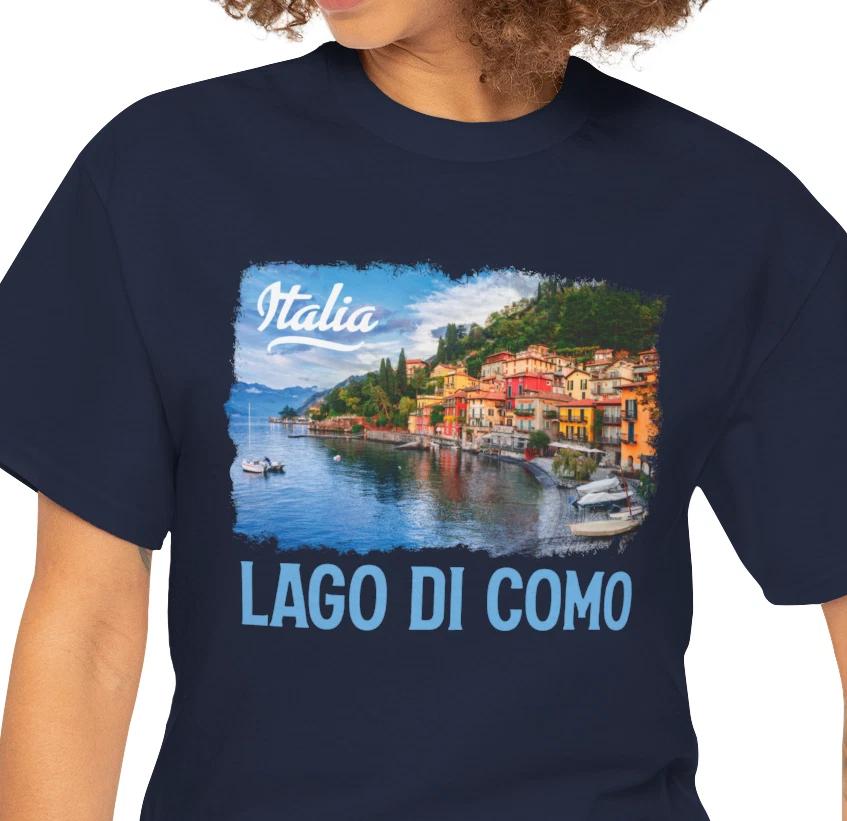 Lago di Como watercolor postcard T shirt | Italy travel tee 4XL