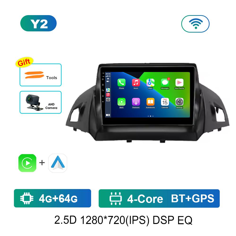 Carplay DSP Stereo Android System for Ford Kuga 2 Escape 3 2012 - 2019 Navi GPS Car Video Multimedia Player WiFi+4G Split Screen