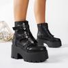 Fashion Winter Brand New Women Platform Boots Goth Fashion Mid Calf Boots Women Punk Motorcycle Chunky High Heeled Shoes for Women