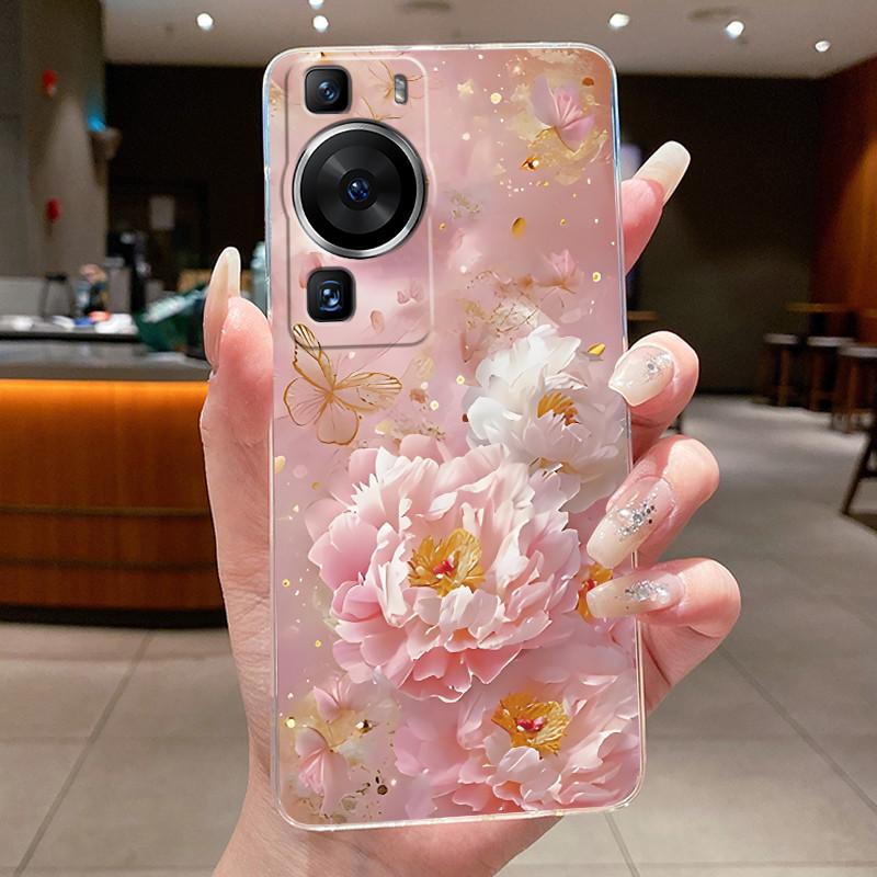 Für Huawei P60 Pro 2023 p60pro Hülle Cover Luxus Mode Schmetterling Blumen Transparent Weiches TPU Fundas Für Huawei P 60 P60 Pro Hülle