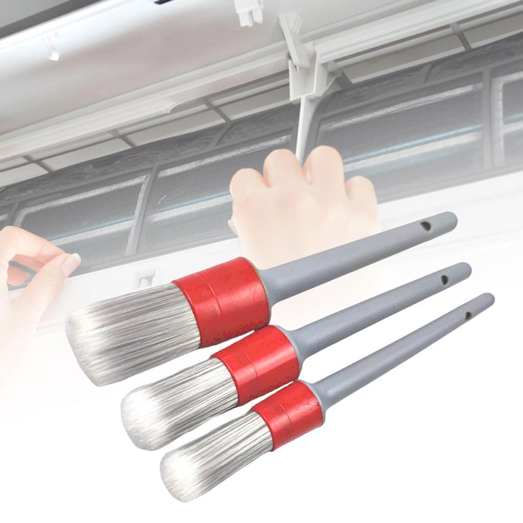 3x Car Brushes for Detailing Wet and Drying Dual Use Scratch Free Sturdy Auto Detail Brush Kit for Seats