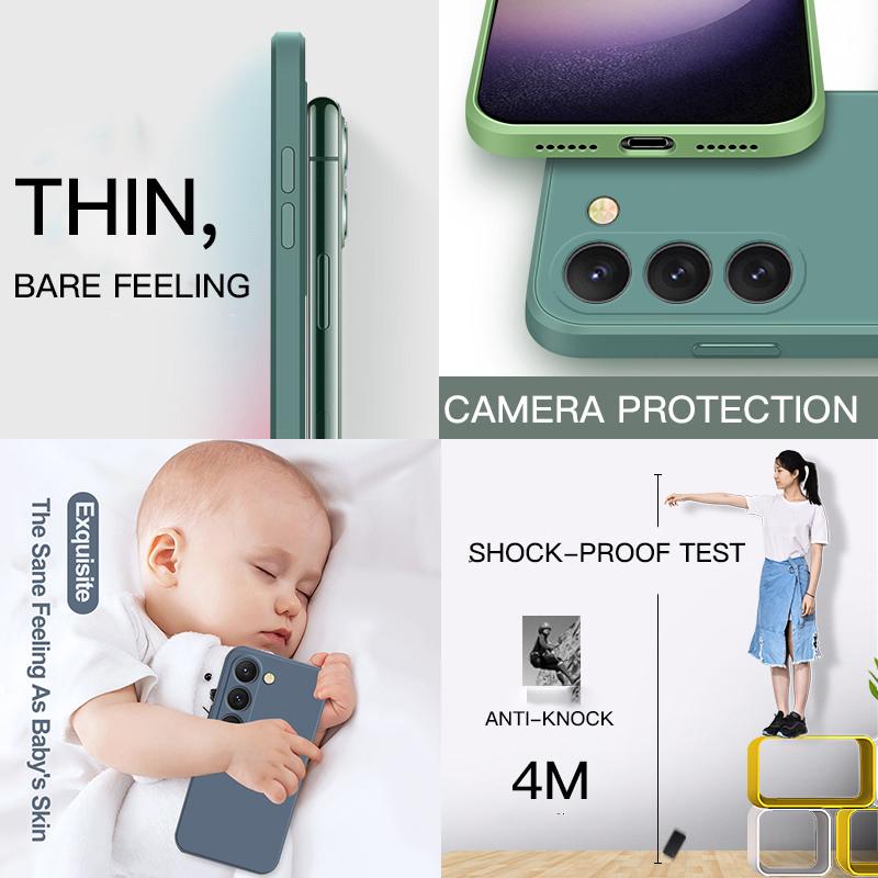 Silikonový kryt pro Samsung Galaxy S24 S23 S22 Ultra Plus, čtvercový, z tekutého silikonu, pro S24 S23 S22 Ultra Plus, S24Ultra, pouzdra na telefon S24