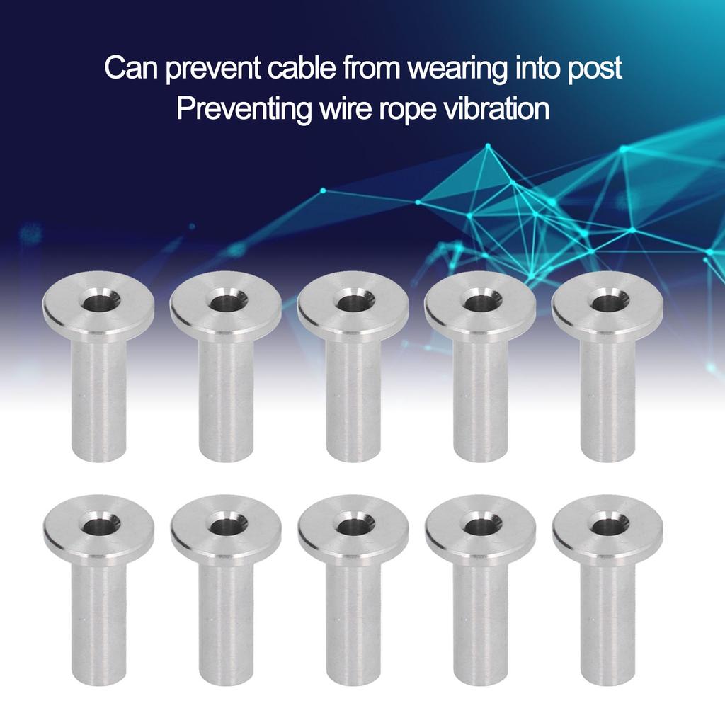 10Pcs Stainless Steel Protector Sleeves High Tensile Strength Anti Fatigue Weatherproof Cable Railing Protector Sleeves