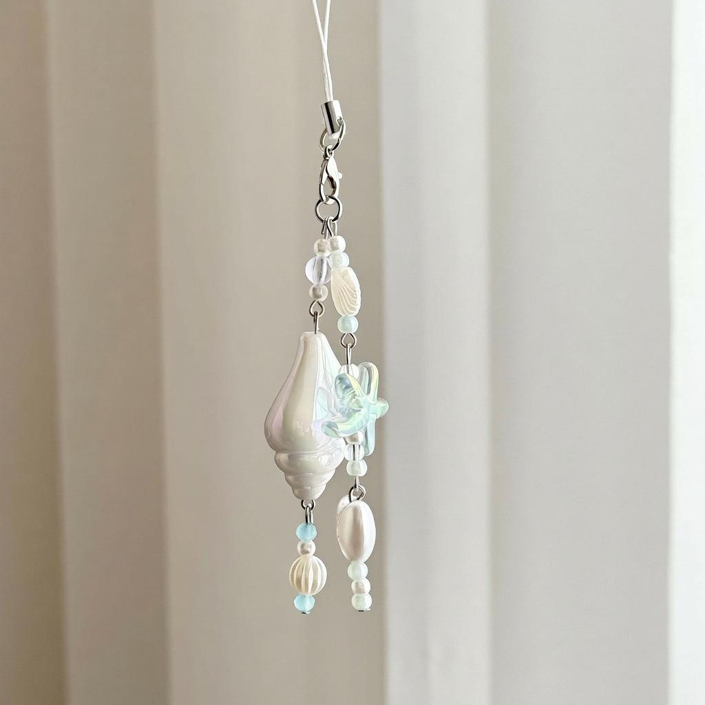 

Handmade Beaded Chain Solid Workmanship Starfish Charm Beaded Lanyard Ocean Themed Lanyard Accessory For Luggage Handbags білий