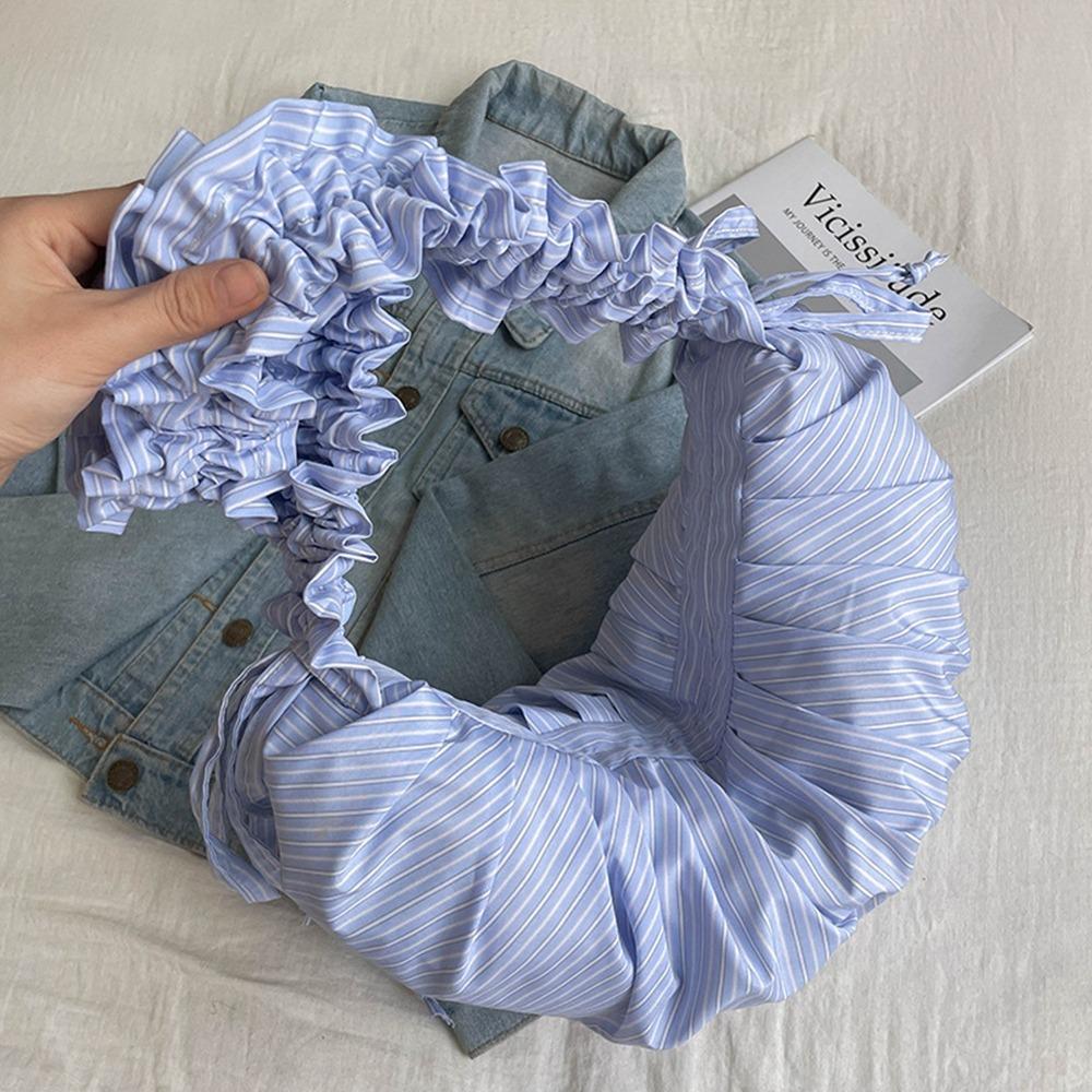 

Сумка-пельмень в полоску в корейском стиле, плиссированная, кружевная, через плечо, на кулиске, на плечо, на каждый день