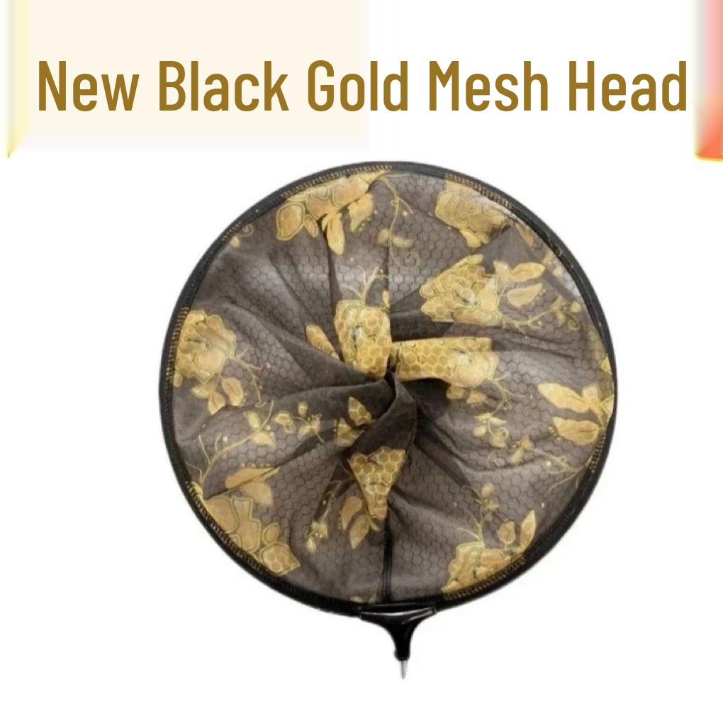 Black Aluminum Alloy Mesh Detachable Round Landing Net - Anti-Snag & High Imitation Carbon Fiber for Competition and Wild Fishing.