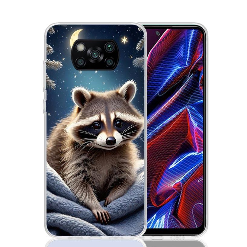 

Raccoon Cute Animal Phone Case For Xiaomi Poco F7 Ultra X7 X6 Pro X5 Redmi 15 15C 13 13C 12 12C 10 10A 10C 9 9A 9C 9T Shell Poco Redmi 9A