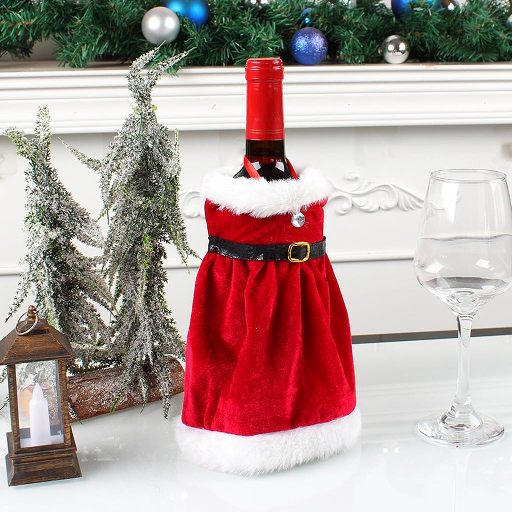 1pc  Christmas Decorative Santa Claus Christmas Skirt Dress Wine Bottle Cover Snowman Gifts Christmas Table Decoration